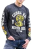 Ripple Junction Cobra Kai Men's Long Sleeve T-Shirt Never Dies Dojo Logo Symbols Vintage Mineral Wash Black Small