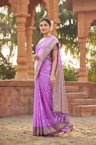 Image of SWORNOF Women's Kanjivaram Soft Silk Banarasi Sarees With Unstiched Blouse Piece