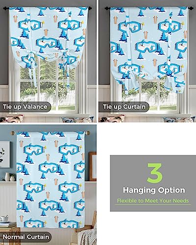 Savannan Cortinas de balão, óculos de esqui, árvore de snowboard, fundo azul de inverno, cortina de