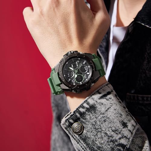 Image of V2A Styrke 5110 Analog Digital Watch for Men | Hybrid Multi Display Dial | Alarm Stopwatch Day Date 12 /24 Hr | TPU Strap | 30M Water Resistant