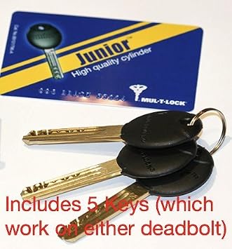 Set of 2 High Security Mul-T Lock Cronus Junior Deadbolts with 5 Keys (Both keyed Alike) (Oil Rubbed Bronze)
