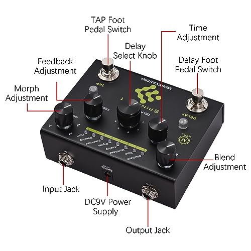 Jemora Pédale d’effet de guitare Retard numérique avec pédale de retard TAP Dual Footswitch Pédale de guitare avec sélection de retard à 8 modes pour guitare basse – SPINDRIFT - Les Beatles, Paul McCartney, John Lennon, RIngo Starr, George Harrison Jemora Pédale d'effet de guitare Retard numérique avec pédale de retard TAP Dual Footswitch Pédale de guitare avec sélection de retard à 8 modes pour guitare basse - SPINDRIFT – Image 5