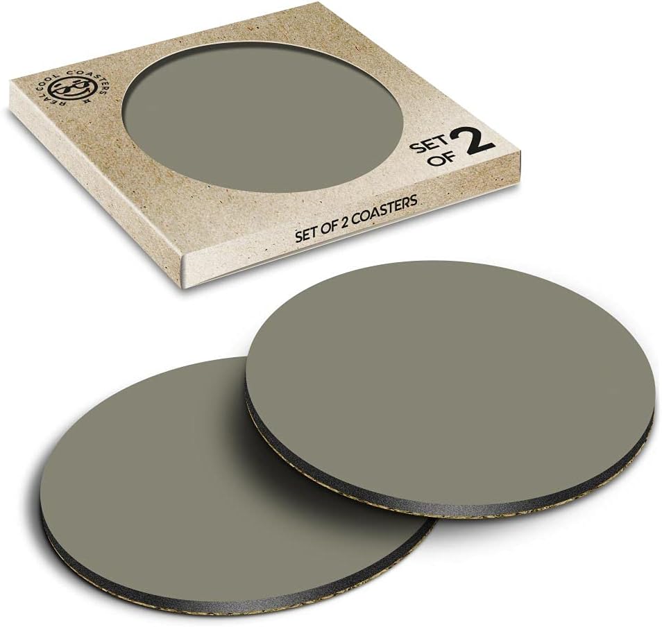 2 x Eco Boxed Cork Coasters - Olive Green Brown Colour Block Drink Cup Mug Glass Table Mat #45927