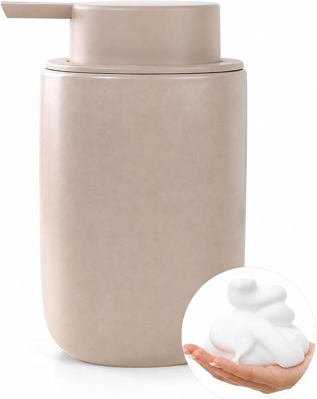 BosilunLife Dispenser de Sabão Espumante em Cerâmica, Khaki, 1 unidade