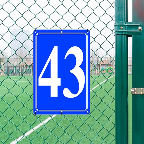 Image of Premium Aluminum Number Signs 43, Metal 12 inch X 8 inch Blue Numbered Signs Outdoor for Parking Lots, Floor, Dock, Court, Aisle, Field, High Visibility, No Fade, Weather-resistant