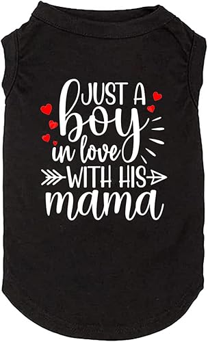 Miniatura 4 de Ropa para perro, camisas con texto en inglés "Just a Boy in Love with Mama", suministros para mascotas, chaleco pequeño, mediano y grande, traje