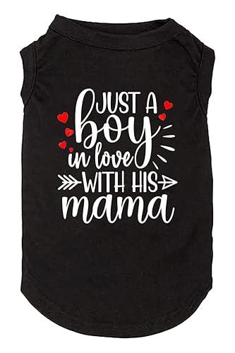 weokwock Dog Clothes Just a Boy in Love with Mama Shirts Pet Supplies Vest Small Medium Large Dog Apparel Parent-Child Suit (Large, Boy-Black) - Large - Boy-black