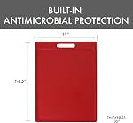 Dexas NSF Certified Panneau de coupe Polysafe avec poignée, 11 x 14.5 Table de coupe de cuisine réversible, Rouge