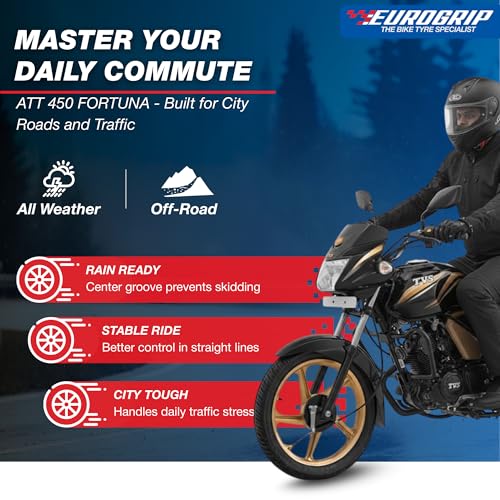 Image of Eurogrip Tyres | 2.75-17 41P 4PR ATT 450 FORTUNA Tubeless | Tyre for Front | Manufacturing Year: 2025
