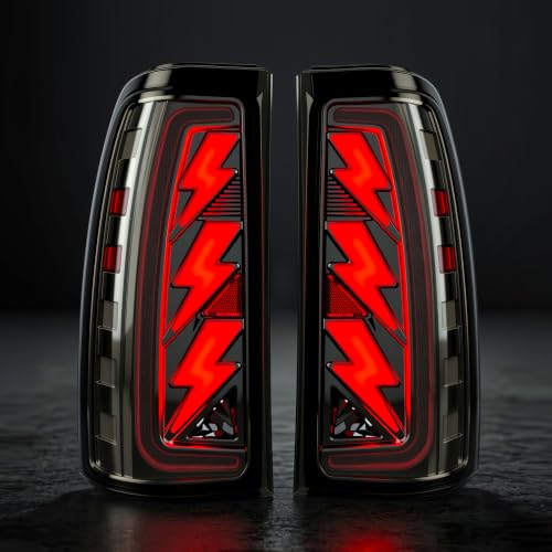 Image of Sequential Led Tail Lights Fit for 1999-2002 Chevy Silverado 1500 /2500,1999-2006 GMC Sierra 1500 /2500 /3500, Starting Animated Dynamic Turn Signal,Reverse Light,Brake Light,Rear Light Assembly, Smoked