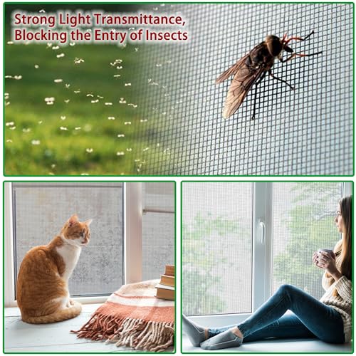 Fliegennetz Meterware 120 x 250 cm,Fiberglas Fliegengitter Fenster Mesh Gewebe Schneidbar Ersatznetz,DIY Insektenschutz Gaze Fenster, für Fenster, Dachfenster, Terrassentür (Schwarz)