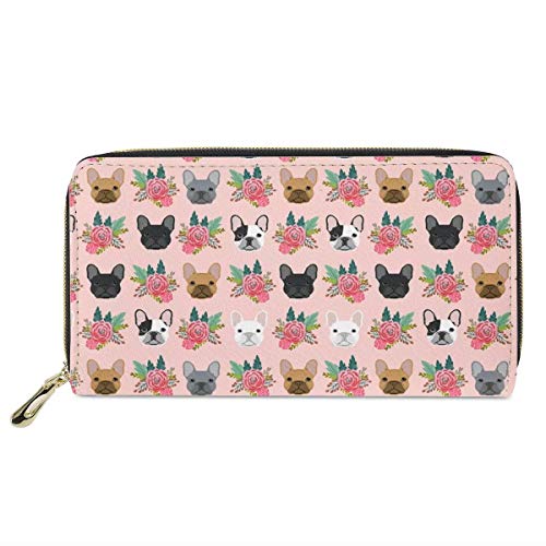 chaqlin Portafoglio da donna in pelle sintetica per viaggi, carte d'identità, banconote e monete, custodia per telefono, Bulldog francese 1, One_size, Taglia unica