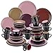vancasso serie Bacche Vajillas Completas Modernas 48 piezas Vajillas de Ceramica para 12 Personas con Plato Llano, Plato de Postre, Cuenco y Taza, Redonda Mate Multicolor