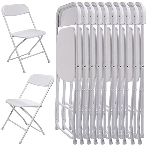 BUY JOY 10Pcs Commercial White Plastic Folding Chairs Stackable Wedding Party Chair Cover