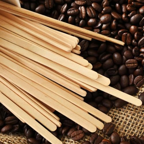 Image of Coffee Stirrer Sticks [500 Pcs, 140mm] | Disposable Birchwood Tea & Beverage Stirrer | Eco-Friendly Wooden Mixing Stick for Cold Coffee, Cocktails, Instant Drinks & Whipped Beverages (500)