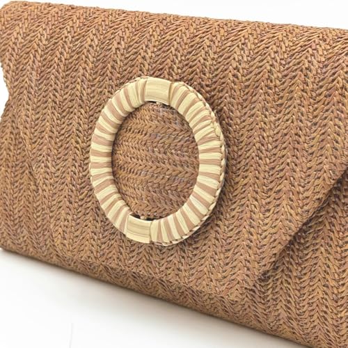 Rungion Straw Clutch Purses for Women Small Envelope Pouch Crossbody Shoulder Bag Chian Handbags Summer Woven Beach Bag 20253