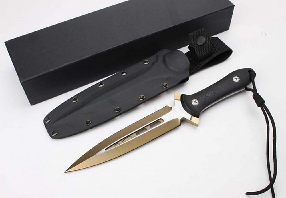 Generisch TEERMA VC9- Integriertes geschmiedetes gerades Messer im Freien mit fester Klinge, Überlebensmesser, Perfektes Bushcraft Messer Outdoor,Jagdmesser,Angelmesser mit feststehende Klinge