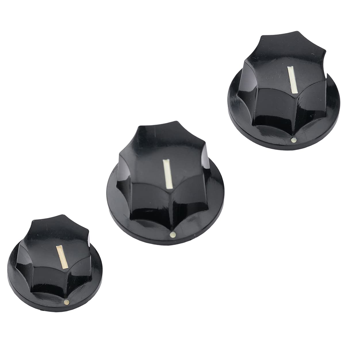 Musiclily Pro Métrique 18 Splines 2 Gros et 1 Petit Boutons de Potentiomètres Jazz Bass Knobs Set pour l'Asie Import Basse Split