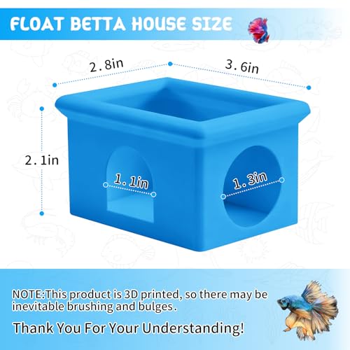 VOXGET Floating Betta Fish Hammock Cave House for Aquarium, 3D Printed Betta Shrimp Feeder & Hideout Cave Toys, Small Aquarium Feeding Ring Decor, Turtle Fish Tank Decorations Accessories -Blue — view 2