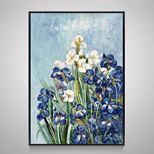 Peinture à l'huile fleur orchidée faite main | Toile de luxe verticale grand format pour salon