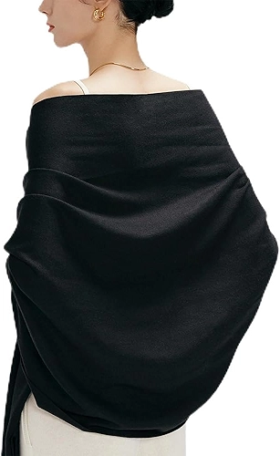 Xale de pashmina preto para mulheres, envoltório leve e macio, cachecol elegante para casamento, viagem e noite