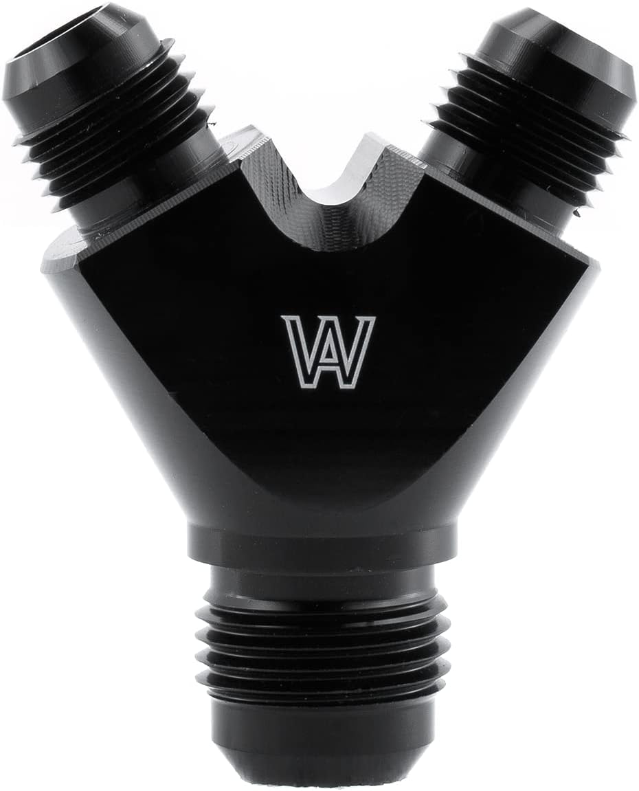 -8AN to 6AN to AN6 Y Block Male Flare Fitting Adapter Union Splitter Aluminum Black
