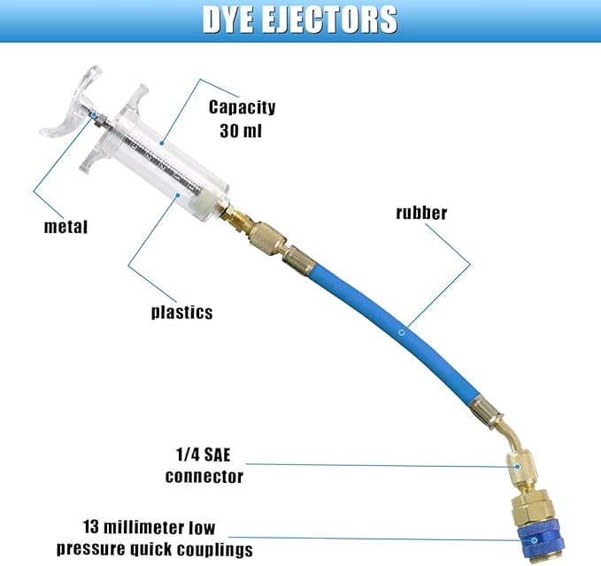 Kit Inyector de Aceite y Tinte para AC de Auto, 30ml miniatura 3
