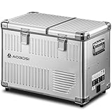AAOBOSI Kompressorkühlbox 40L Dual-Zone: Kühlen & Einfrieren (-20°C bis 20°C) mit 12V/230V – Mobile Kühlbox mit Rollen aus Aluminium für Auto, Camping, Wohnmobil, Boot, Garten
