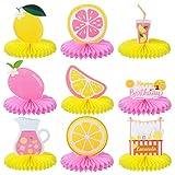 9 Pcs Pink Lemonade Party Honeycomb Centerpieces Lemon Honeycomb Centerpieces Colorful Lemonade Table Toppers Lemon Birthday Decorations Lemon Decor for Summer Birthday Supplies