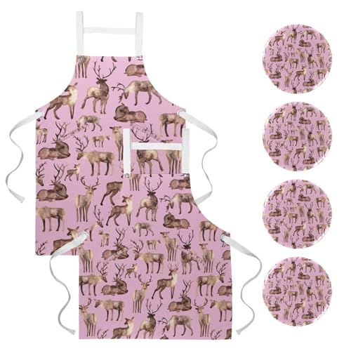 Lot de 2 tabliers de cuisine renne mignon pour pâtisserie et bistrot