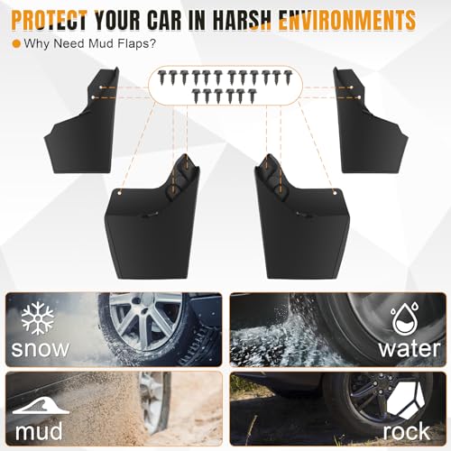 Image of Mud Flaps Compatible with Toyota Tacoma 2024 2025, Front and Rear Mud Splash Guard 4PC-Set, Driver and Passenger Sides Wheel & Tire Mudguards