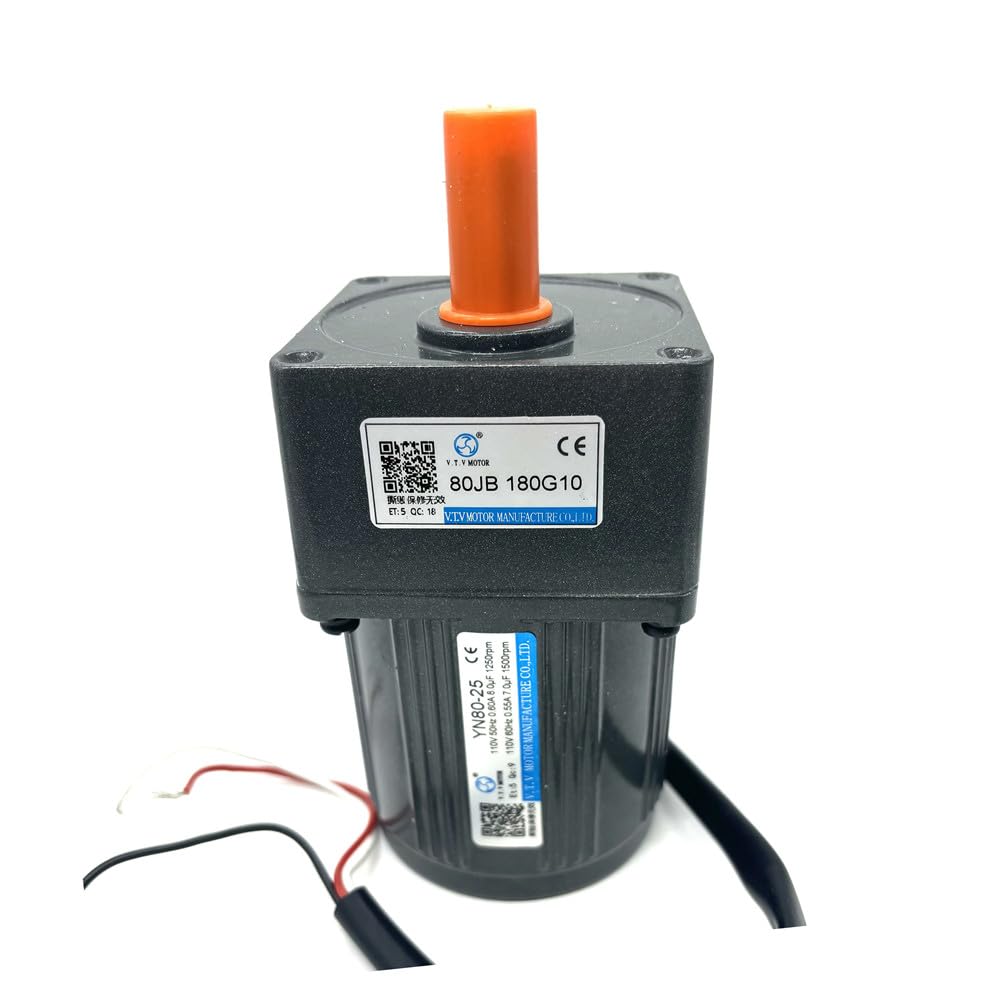 220V AC Fixed-Speed Gear Motor Reducer 25 Watts Revsersable Single Phase 1ph 50 60HZ Gear Ratio 1:180 YN80-25/80JB180G10