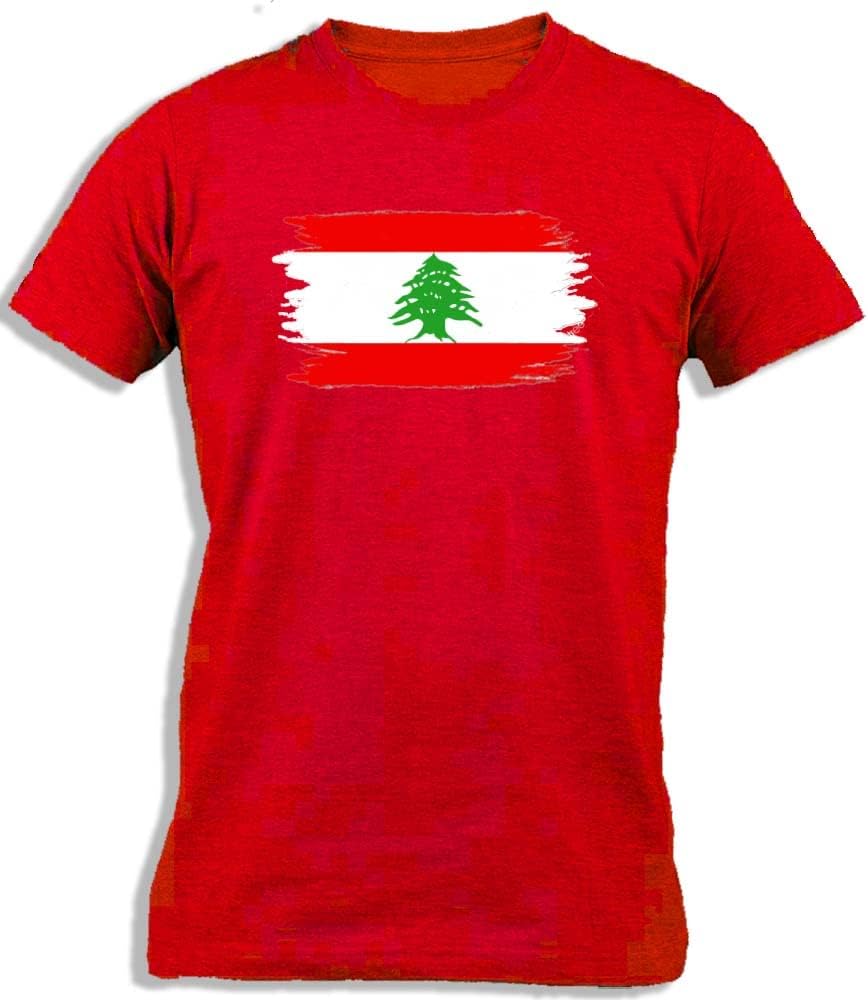 Ay Cabron™ Lebanon Painted Flag | Painted Flag of Lebanon | Lebanese Painted Flag | Paint Lebanese Flag Cotton T-Shirt For Men