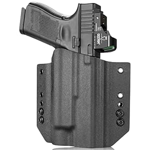 WARRIORLAND OWB Kydex Holster Optic Cut Compatible with Glock 17/19/44/45 (GEN 1-5)&G23/32 (Gen 3-4) TLR-1/TLR-1S/TLR-1 HL, Outside Waistband Carry, Adj. Carry Position, Right Hand