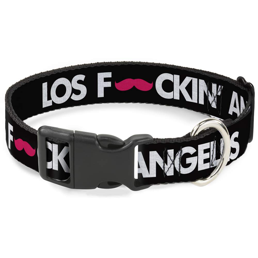 Pince à col Los Angeles Moustache Buckle Down ajustable plastique large noir et rose