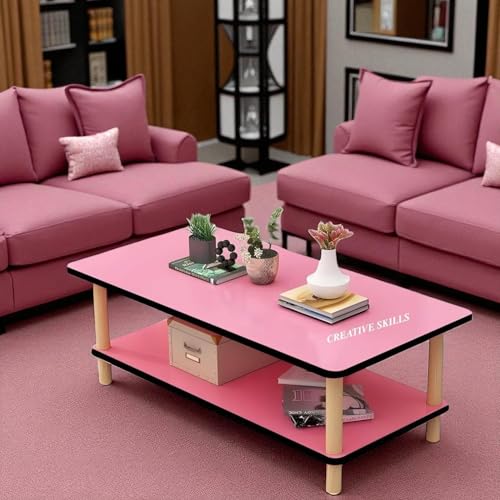 Image of Coffee Table - Rectangle Center Table for Living Room Engineered Wood Tea Table with Storage Stylish Teapoy Table for Hall, Lounge, and Office Spaces Durable (ENW-White)