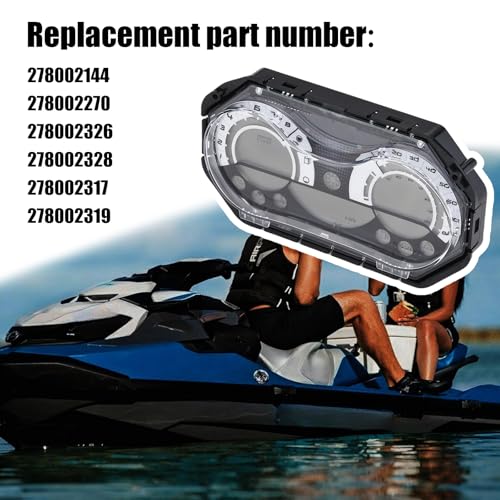 Image of 278002270 LCD Digital Jet Ski Speedometer Compatible with 2006-2011 Sea Doo GTX /RXP /RXT /Wake, Digital Gauge Cluster Kit with Chrome Bezel, Replacement Part Number# 278002144, Black