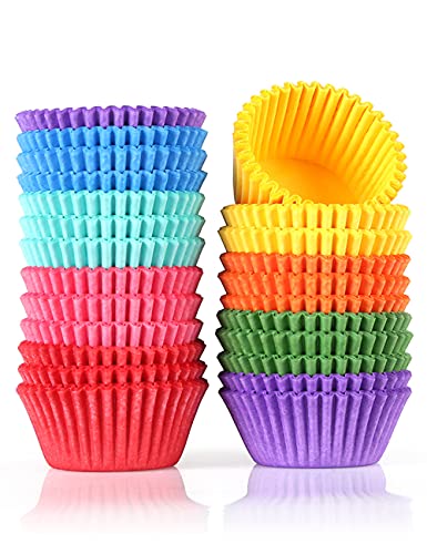 Image of Colored Mini Paper Cupcake Liners Vibrant Muffin Baking Cups 400-Count (Pack of 2)