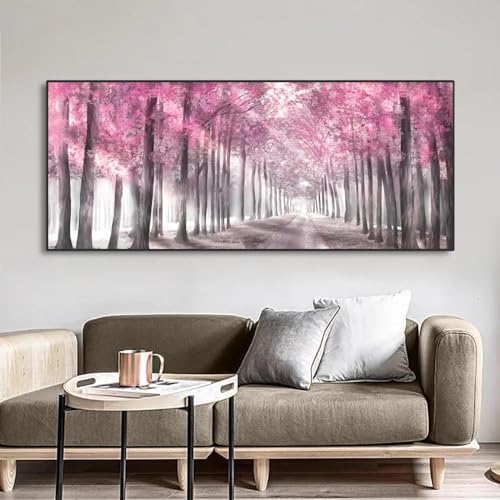 Affiches sur toile arbres roses ombre déco chambre scandinave 30x90
