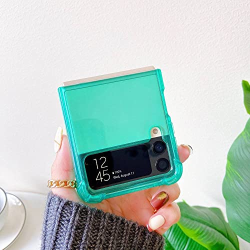 Coque transparente Samsung Z Flip 4 3 protection bumper silicone antichoc fine transparente verte - 4
