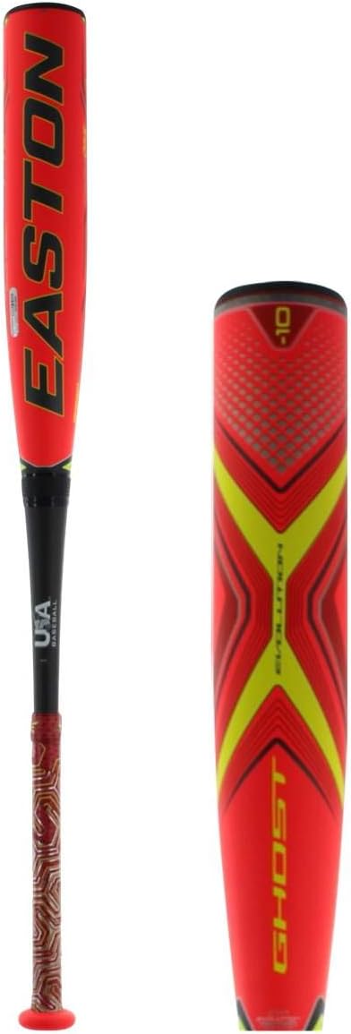 Easton Ghost X Evolution -10 (2 5/8") USA Youth Baseball Bat | 2019 | 2 Piece Composite | CXN Evolution | Exact Carbon | Speed End Cap | Lizard Skin Grip