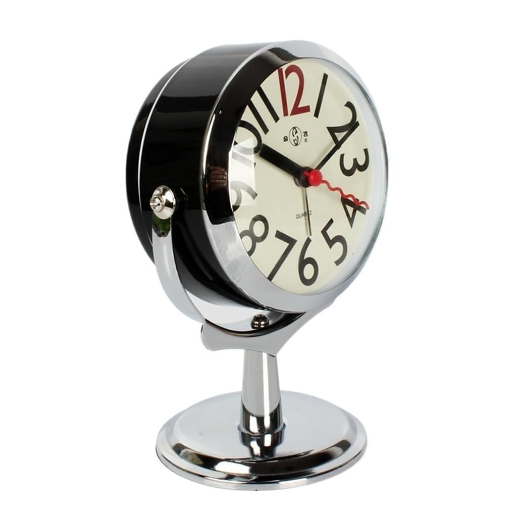 HRWLY Office Desktop Alarm Clock Small Rotated Student Lovely Mini Mute Bedside Bedroom Luminous(D)