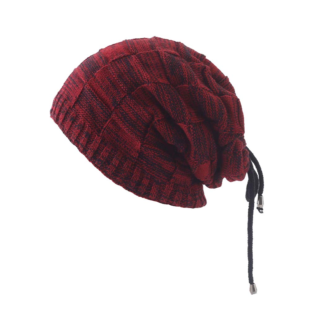 YOJEE Pony Tail Beanie Dread Beanie Knit Loop Scarf Neckerchief Dreadlocks Hat, Wine Red