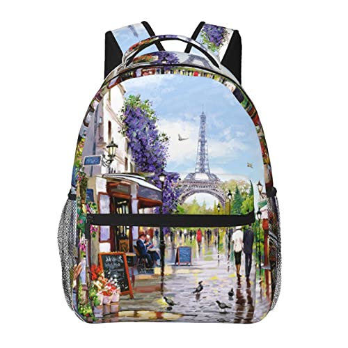 Grand sac à dos ordinateur au design Paris Street avec finitions soignées et durables