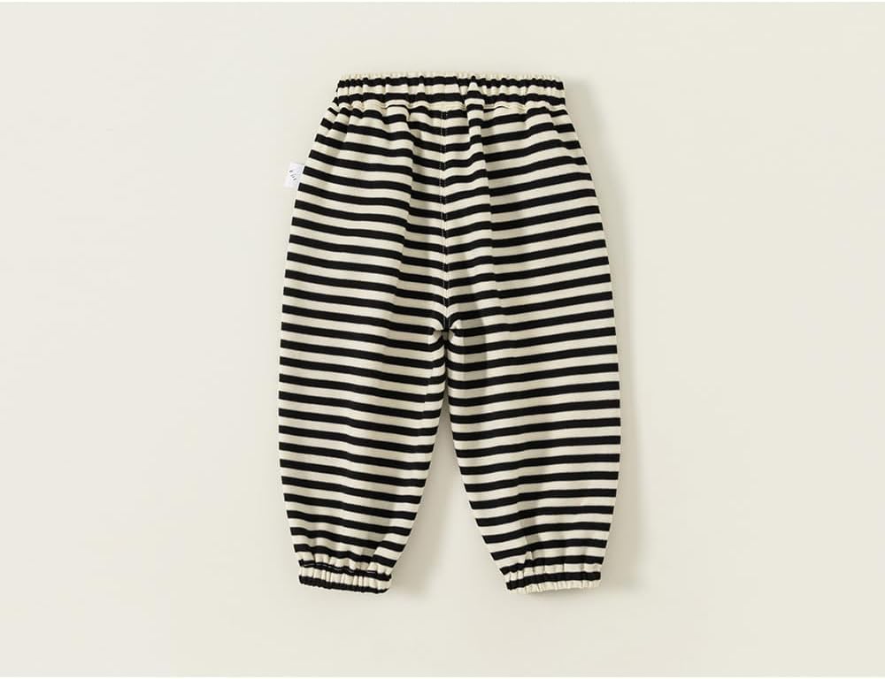 Toddler Boys Girls Casual Cotton Stripe Printed Pockets Pants Fall Winter Padded Athletic Jogger Sweatpants Overalls