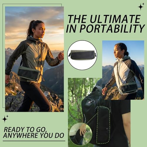 Image of Portable Folding Stool - 12 inch Tall Collapsible Backpack Stool with Storage Pouch, Hands-Free Carry & Supports 300 lbs, Ultralight for Hiking, Fishing, Camping, Festivals (Green, Standard)