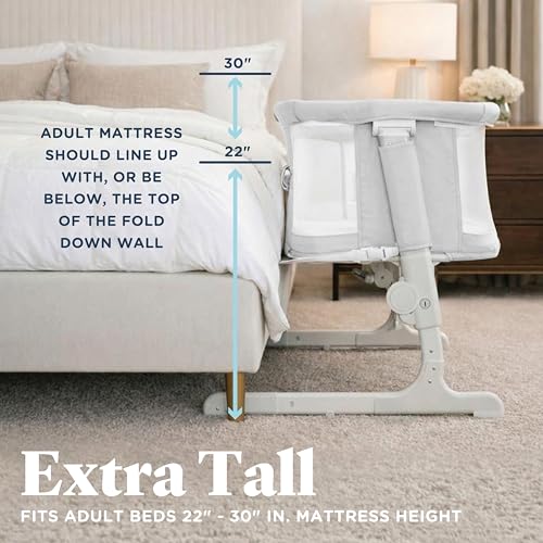 Image of Baby Delight Beside Me Dreamer Bassinet | Bedside Sleeper | 7-Position Height Adjustment | Driftwood Grey