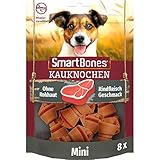 SmartBones Kauknochen Mini - Kausnack mit Rindfleisch Geschmack für kleine Hunde, Knochen mit weicher Textur, ohne Rohhaut, 8 Stück