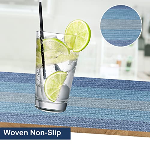 Placemats Set Of 6 Washable Indoor Outdoor Pvc Place Mats For Dining Table Wipeable Vinyl Table Mats For Kitchen Restaurant Decoration Blue 18×12 Inch #TOP4