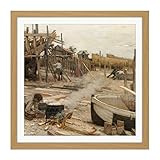 Artery8 Cazin Die Bootswerft Kunstplakat Gerahmter Kunstdruck 41x41 cm